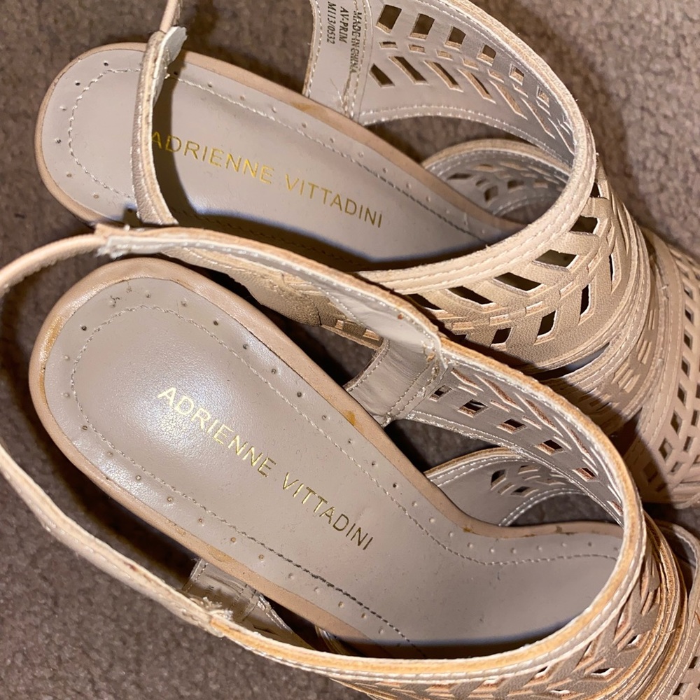 Tan Heels with Geometric Cutouts